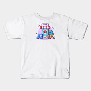 Mobile Music Shop with Note Cartoon Vector Icon Illustration Kids T-Shirt